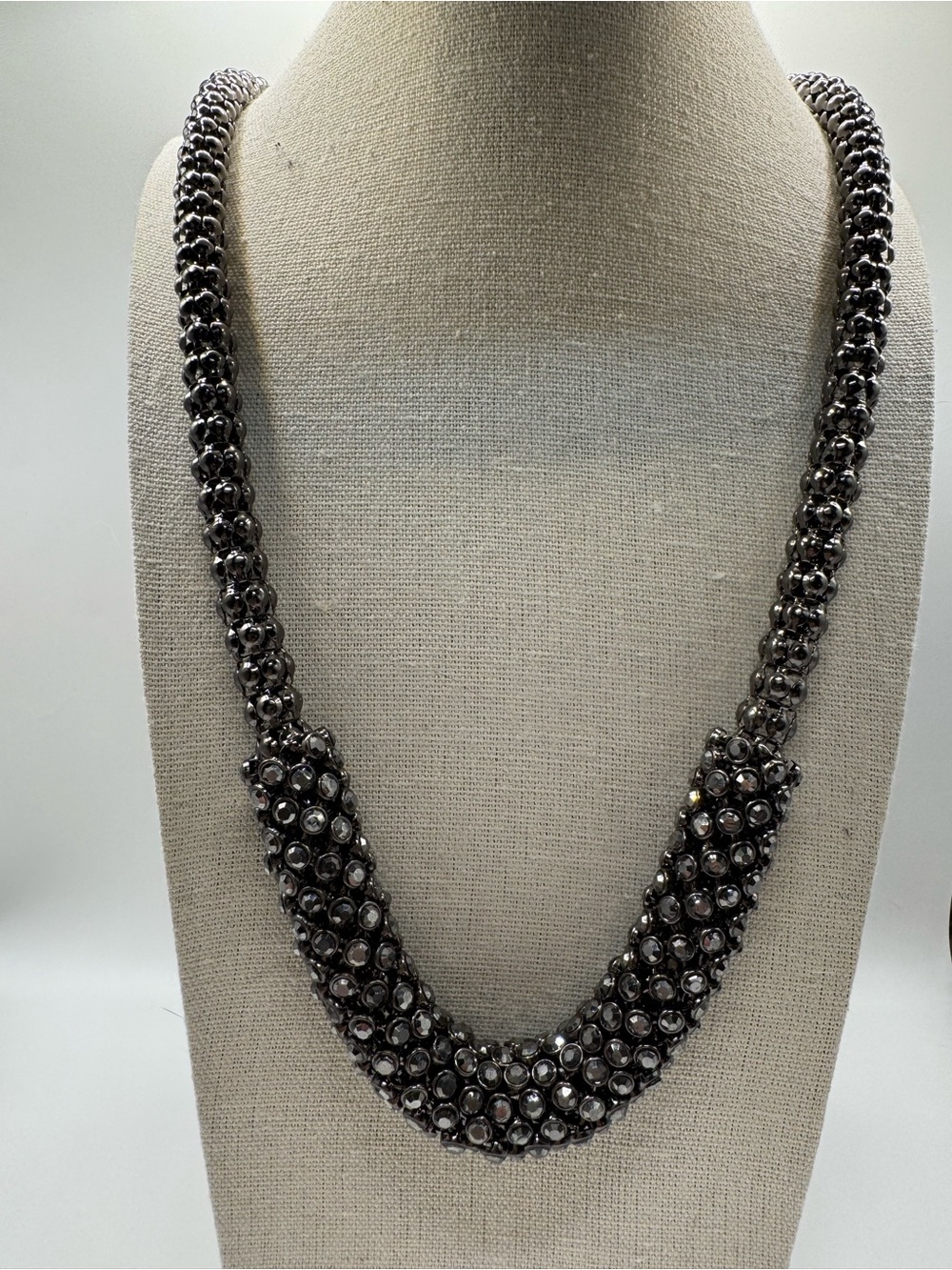 Erica Lyons Gunmetal Beaded Statement Necklace